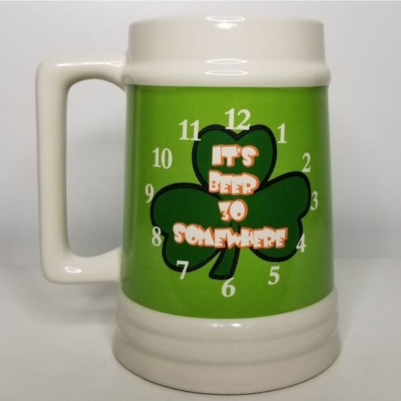 St. Patrick's‎ Day Irish Ceramic Stein Large Mug / It's Beer 30 Somewhere 44oz - Picture 1 of 11